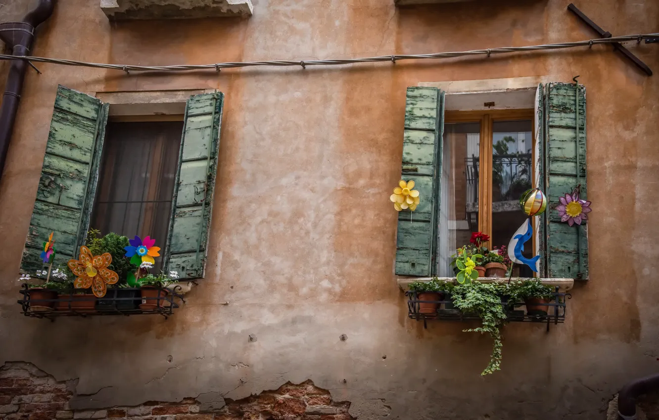 Фото обои дом, окна, Venecia