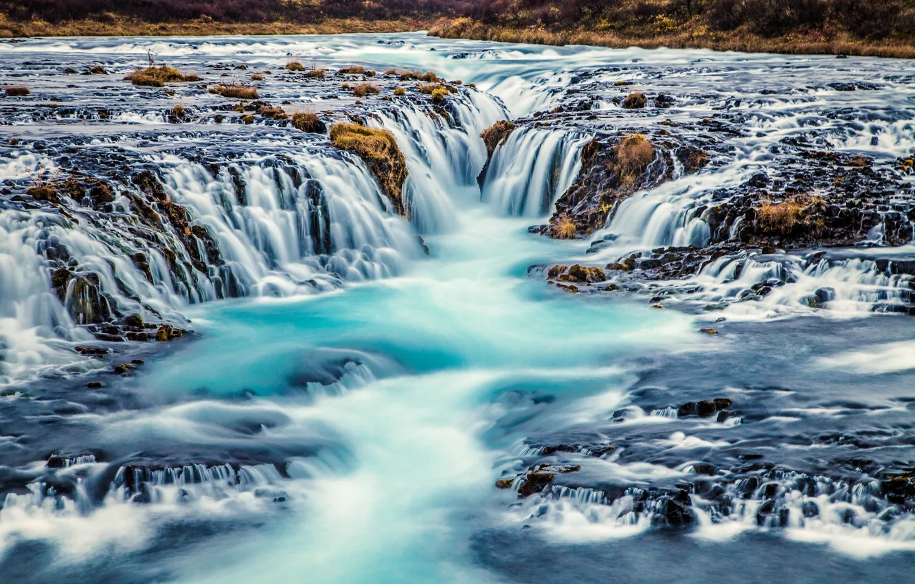 Фото обои река, водопад, каскад, Исландия, Iceland, Bruarfoss, Arnessysla