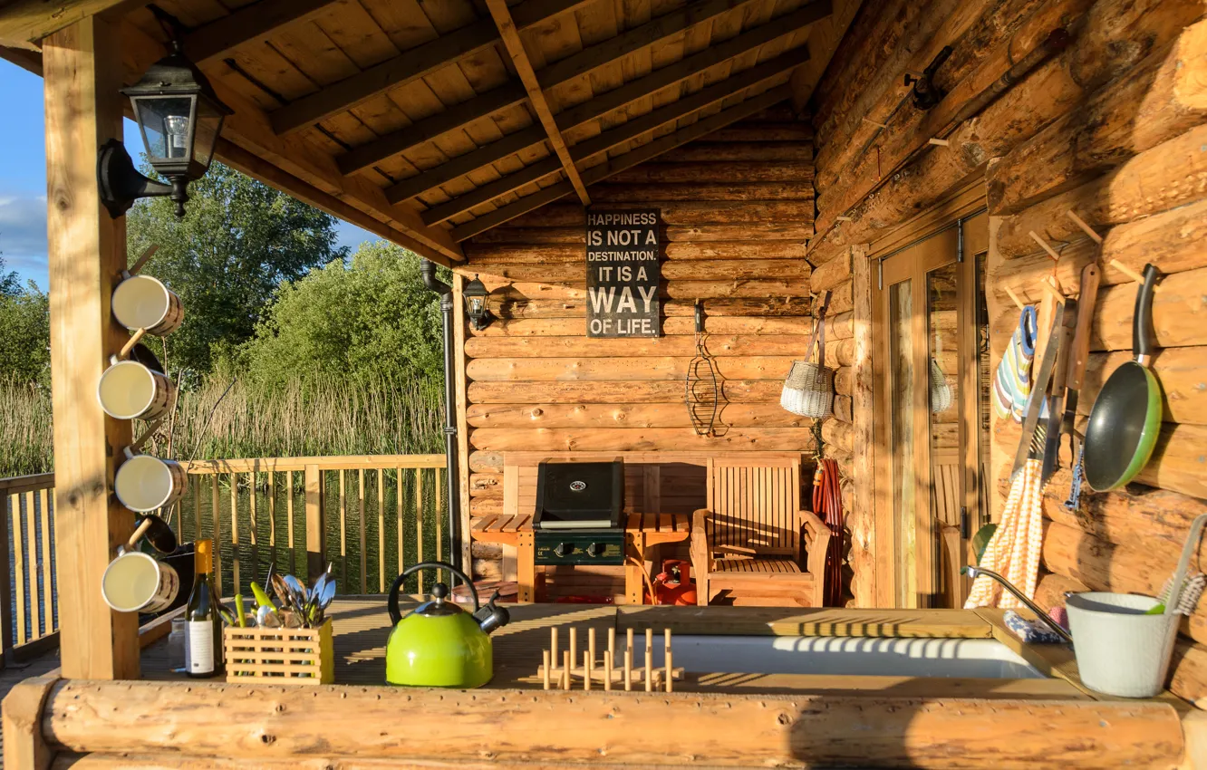 Фото обои дизайн, стиль, интерьер, кухня, терраса, загородный дом, гриль