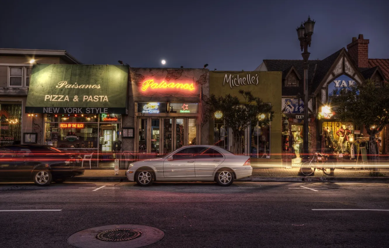 Фото обои ночь, california, калифорния, night, Pizza, Hermosa Beach