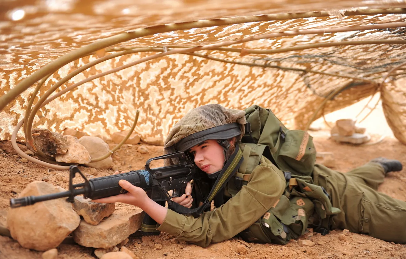 Фото обои девушка, солдат, Israel Defence Force