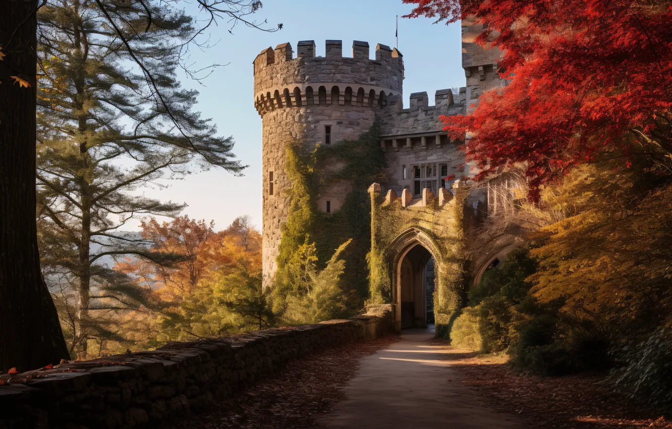 Фото обои осень, пейзаж, замок, landscape, beautiful, autumn, castle, ancient