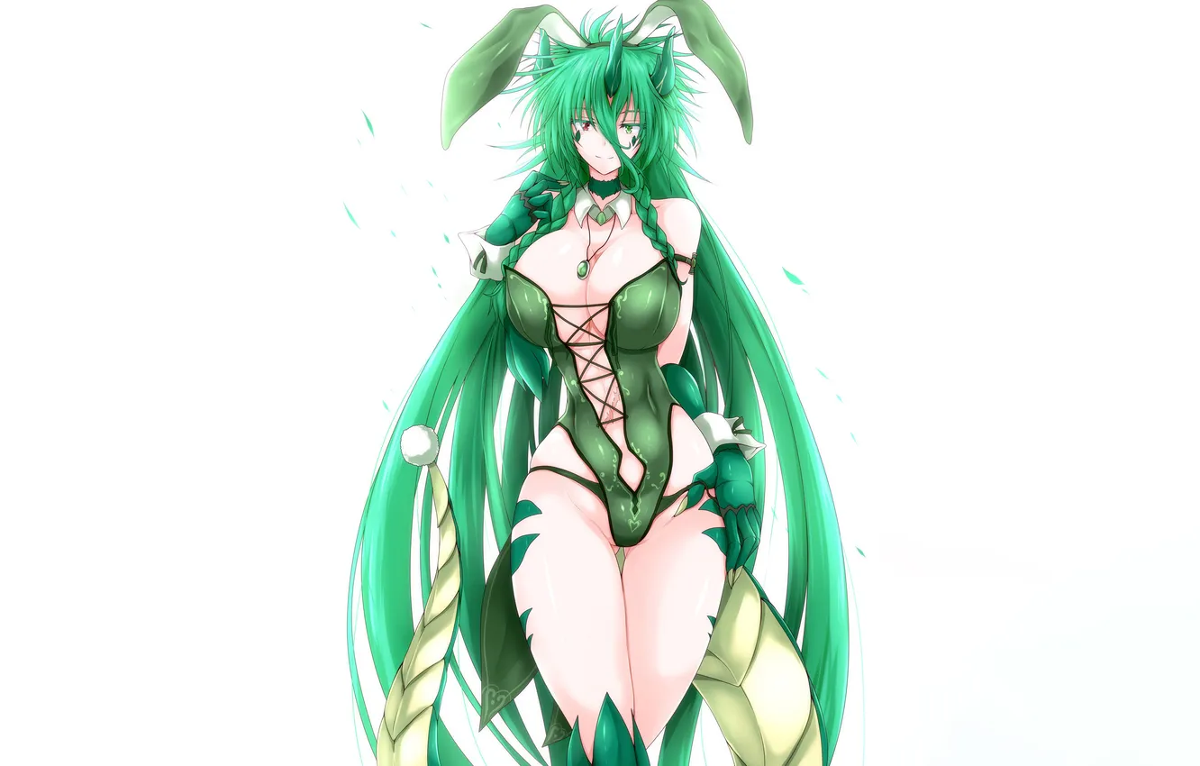 Фото обои girl, sexy, cleavage, horns, long hair, boobs, sexy girl, anime