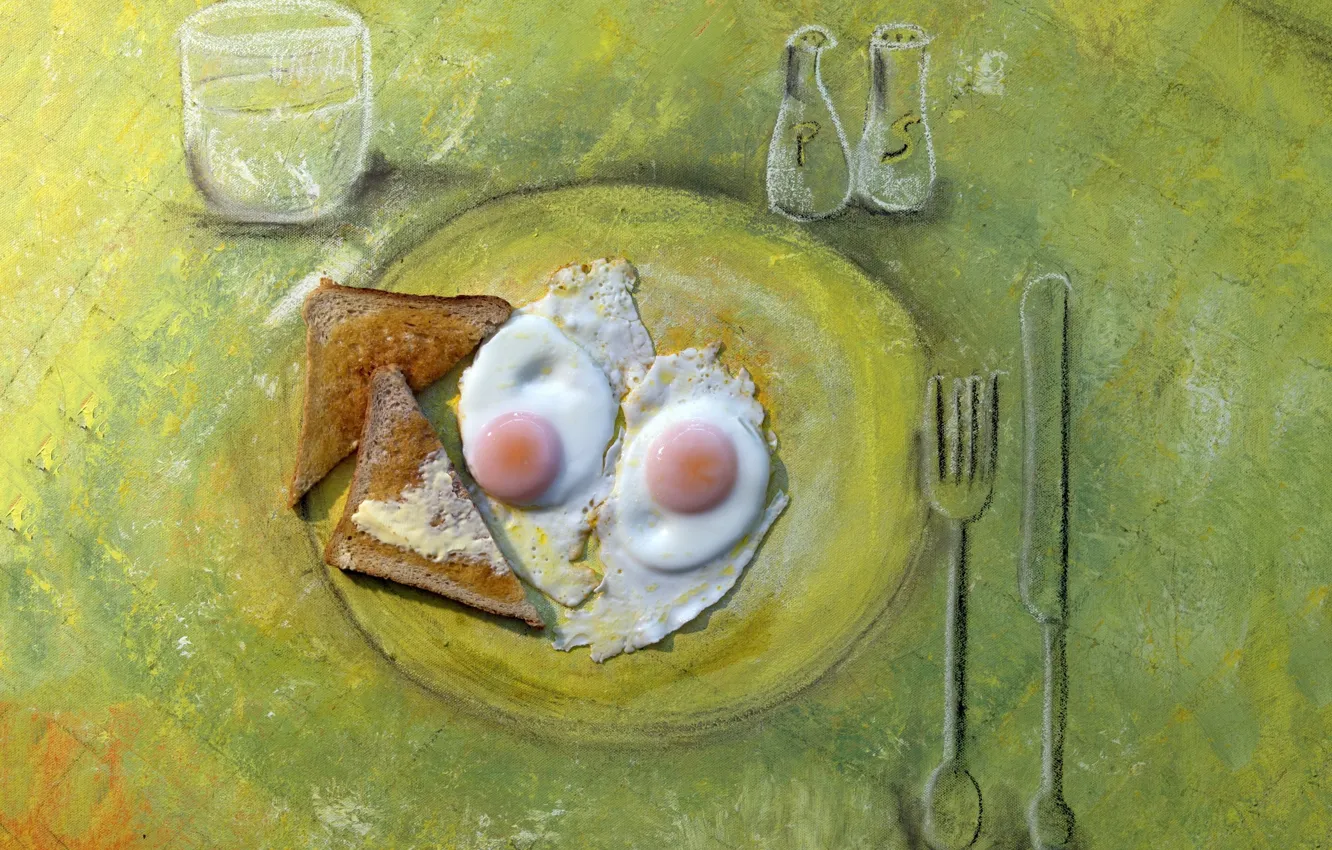 Фото обои рисунок, яйца, юмор, тосты