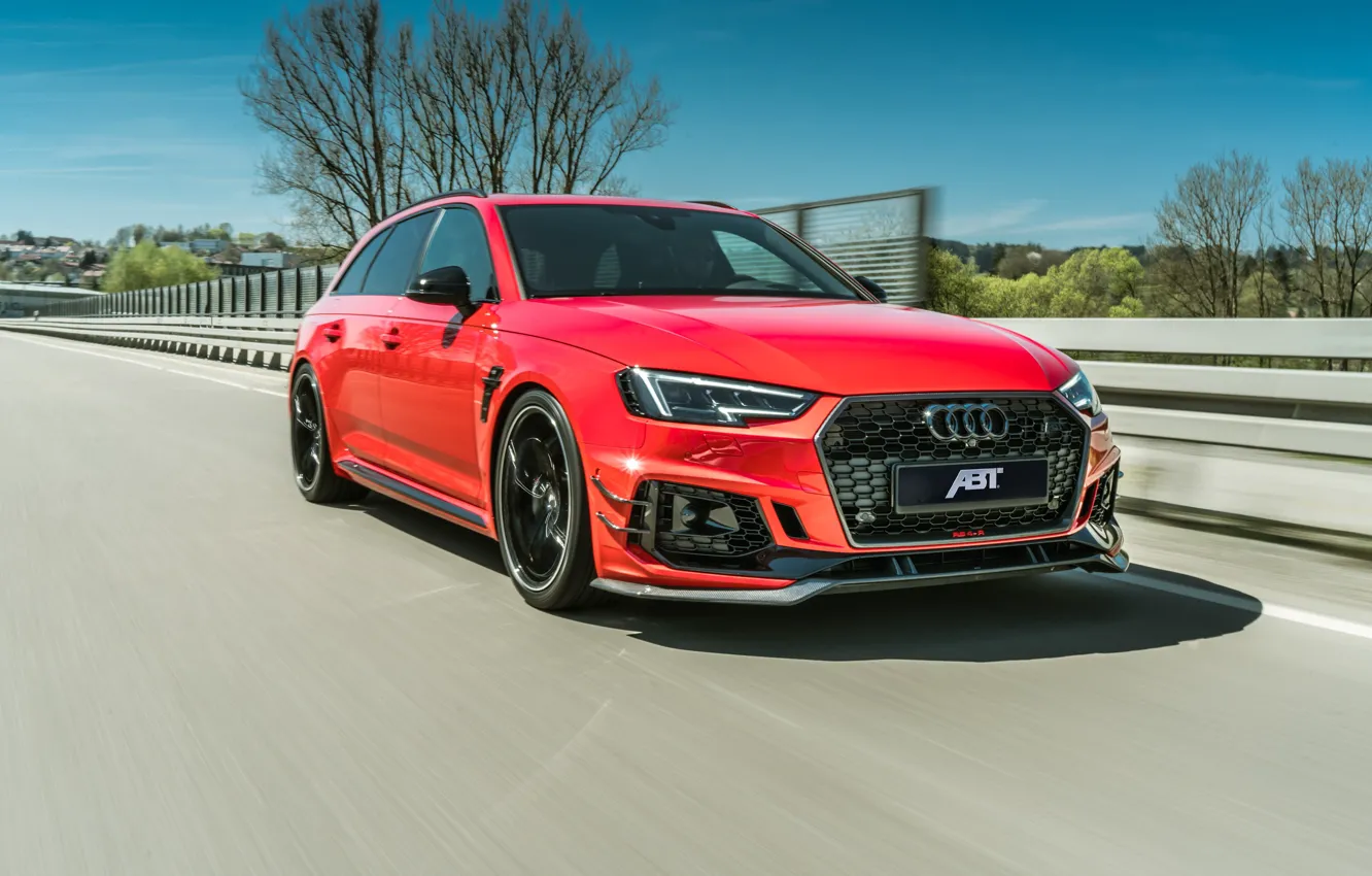 Фото обои Audi, скорость, 2018, ABT, RS4, RS4-R