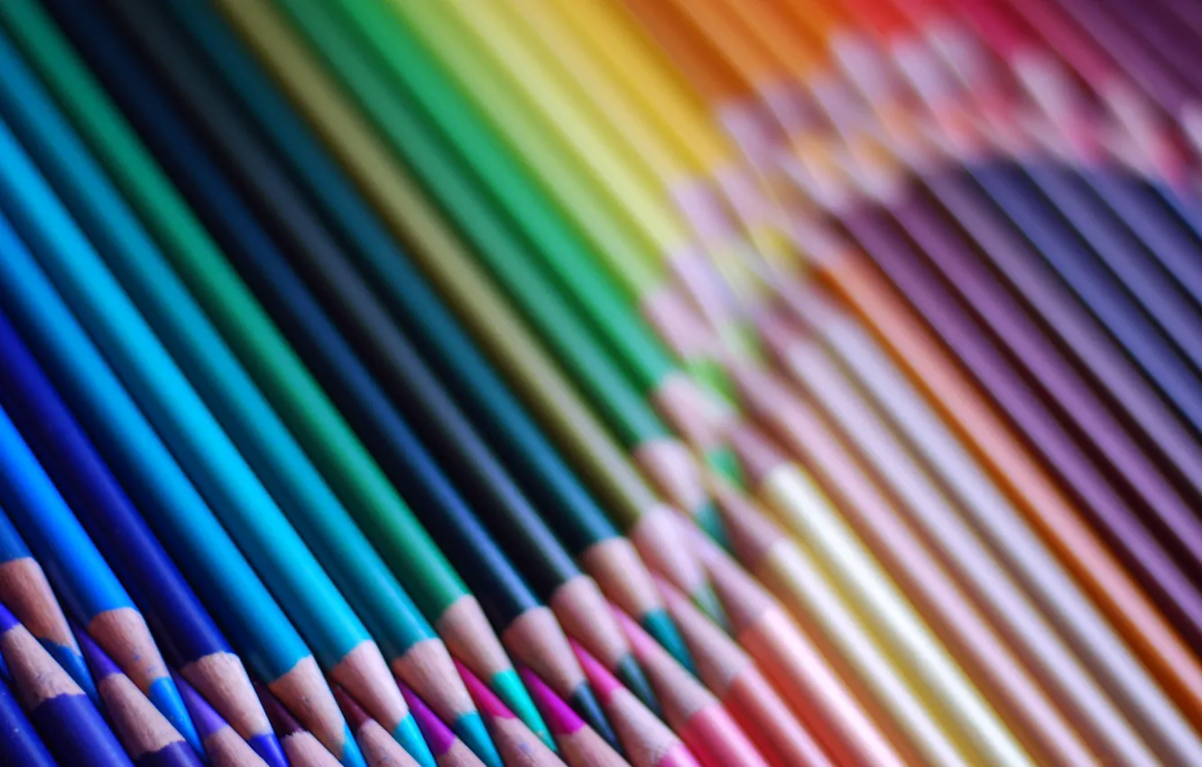 Фото обои Макро, Карандаши, Цветные, Волна, Colored, wave, pencil, Macro