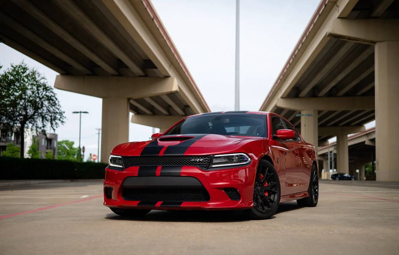 Фото обои red, dodge, charger, srt hellcat