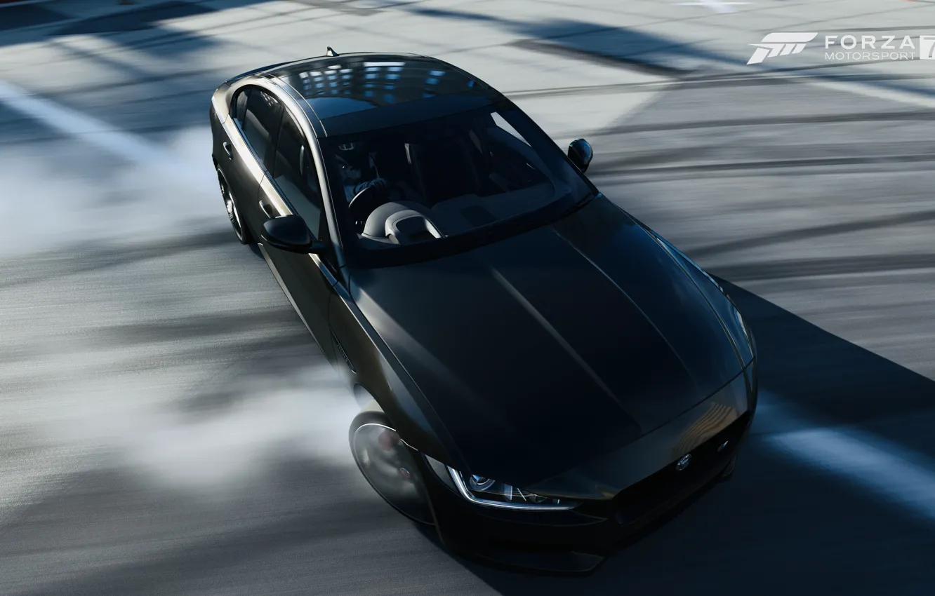 Фото обои HDR, Jaguar, Drift, Smoke, Game, FM7, UHD, XE S