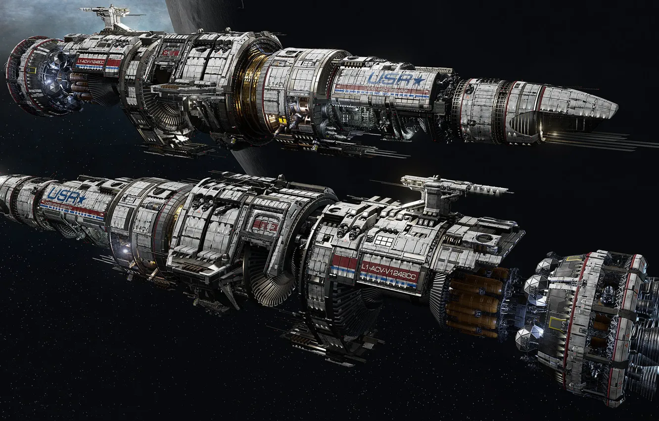 Фото обои космос, планета, корабли, Fractured Space, USR Flagship