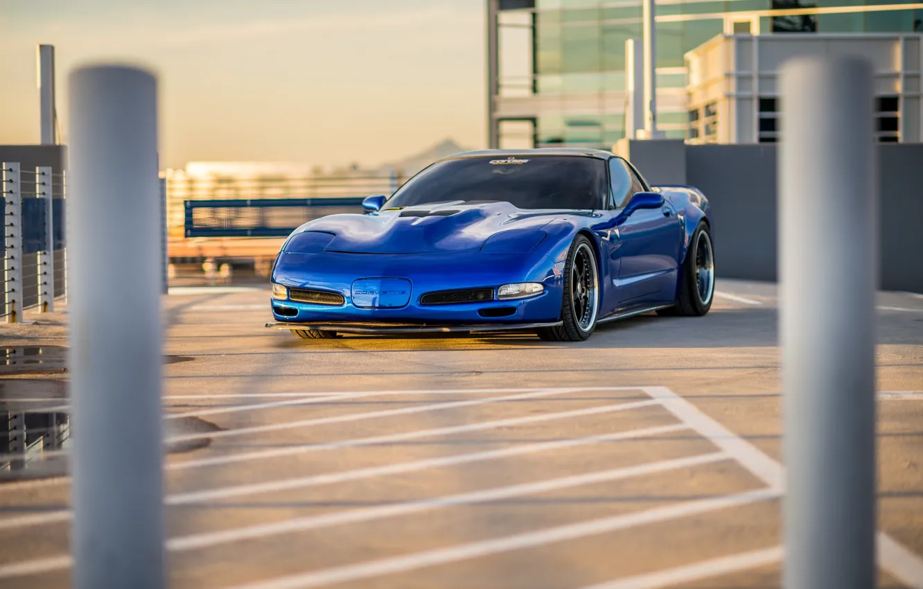 Фото обои Corvette, Blue, Parking, C5