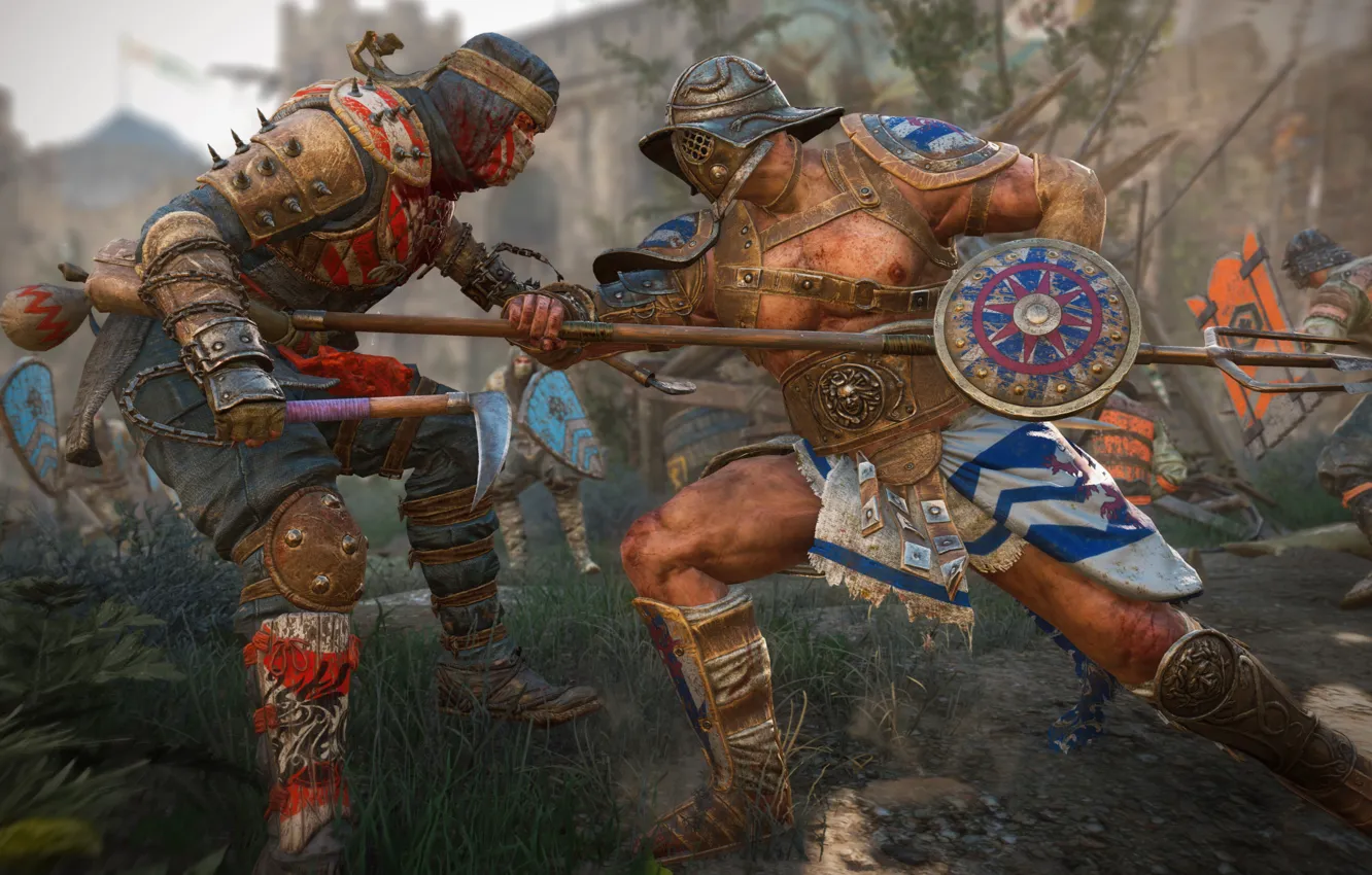 Фото обои blood, game, armor, weapon, man, gladiator, samurai, shield