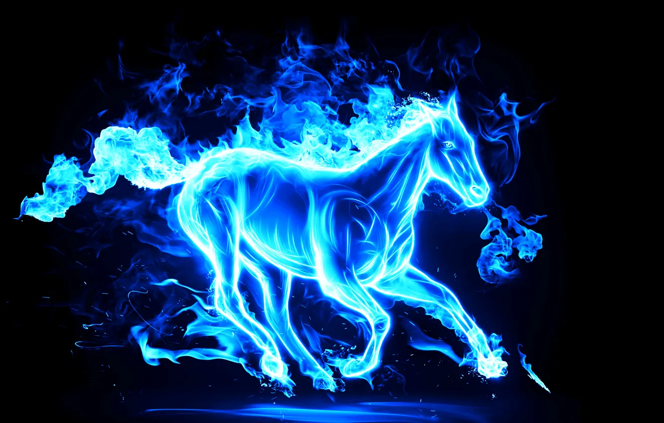 Фото обои синий, конь, лошадь, новый год, new year, с новым годом, horse, 2014