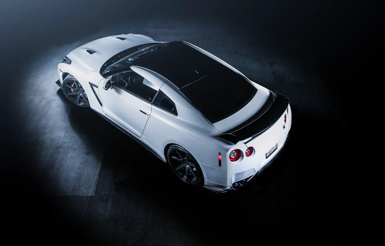 Фото обои GTR, Nissan, white, wheels, спорткар, ниссан, front, stance