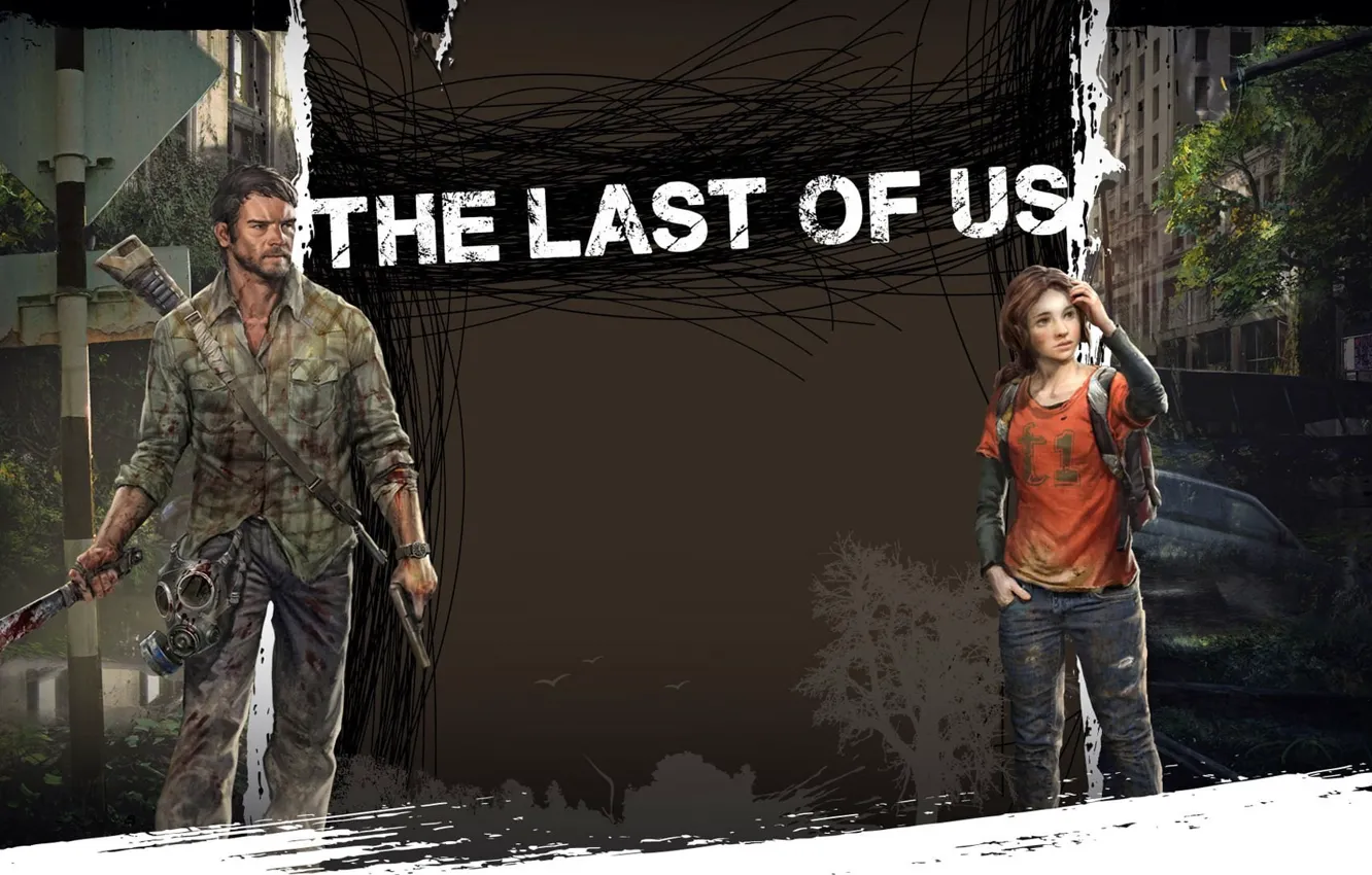 Фото обои оружие, нож, девочка, мужчина, art, тесак, The Last of Us, мачета