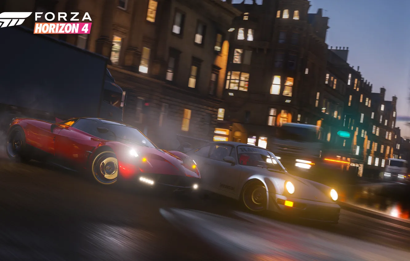 Фото обои Porsche, Microsoft, Pagani, game, 2018, Huayra, Forza Horizon 4