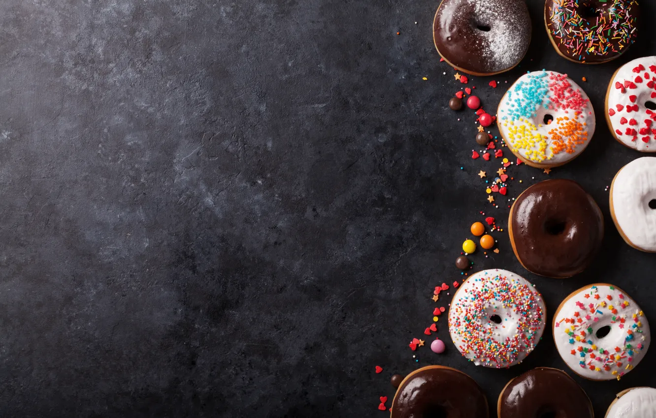 Фото обои пончики, глазурь, donuts, chocalate