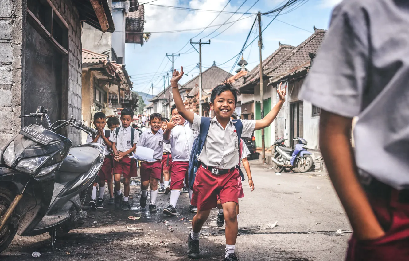 Фото обои Улыбка, Дети, Индонезия, Indonesia, Education, Образование, Happy Childrens, Счастливые дети