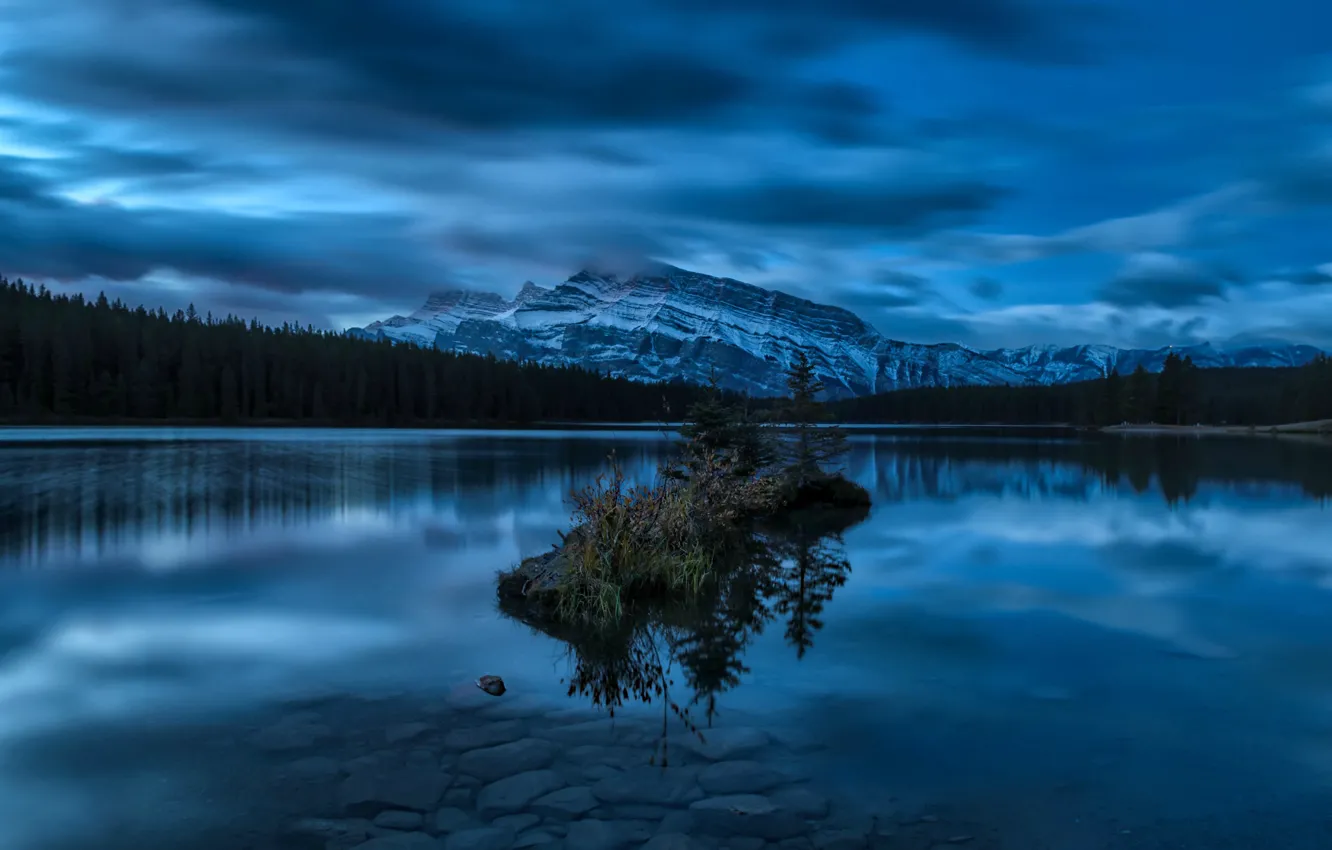 Фото обои лес, горы, озеро, Канада, Альберта, Banff National Park, Alberta, Canada