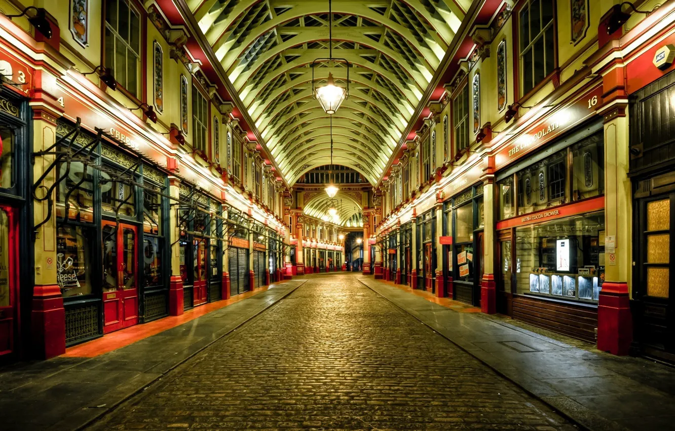 Фото обои улица, фонари, London, England, витрины, United Kingdom