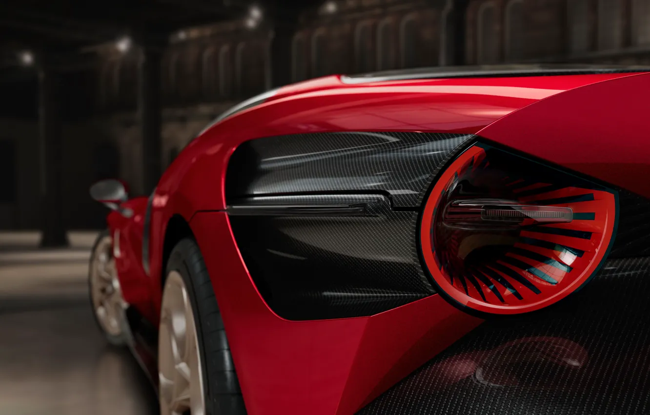 Фото обои Alfa Romeo, 2023, taillights, Alfa Romeo 33 Stradale, 33 Stradale