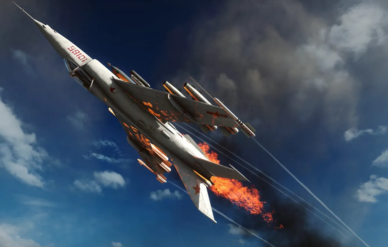Фото обои небо, самолет, огонь, пламя, Battlefield 4