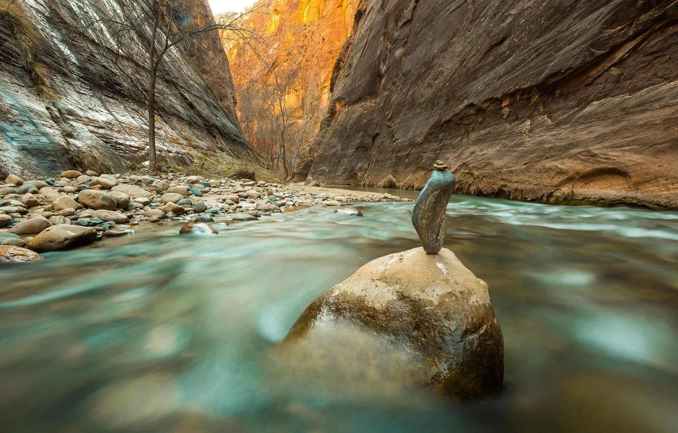 Фото обои природа, река, камни, каньон, Юта