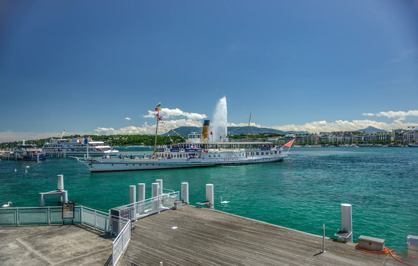 Фото обои Швейцария, Switzerland, Женева, Женевское озеро, Lake Geneva, Geneva