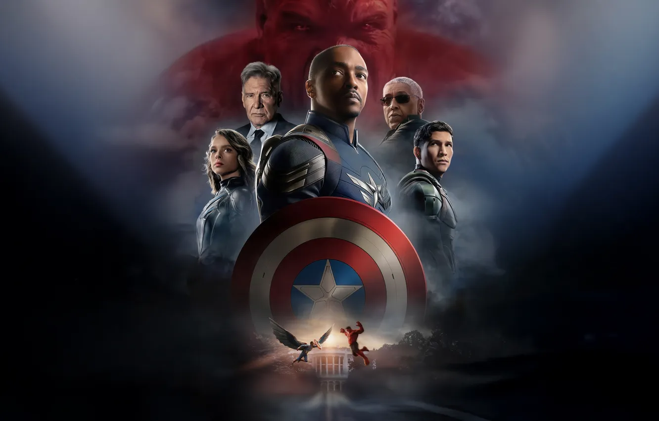 Фото обои постер, комикс, Harrison Ford, Харрисон Форд, MARVEL, Red Hulk, Anthony Mackie, Энтони Маки