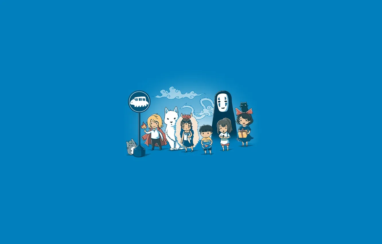 Фото обои аниме, арт, Хаяо Миядзаки, totoro, chibi, персонажи, spirited away, tonari no totoro