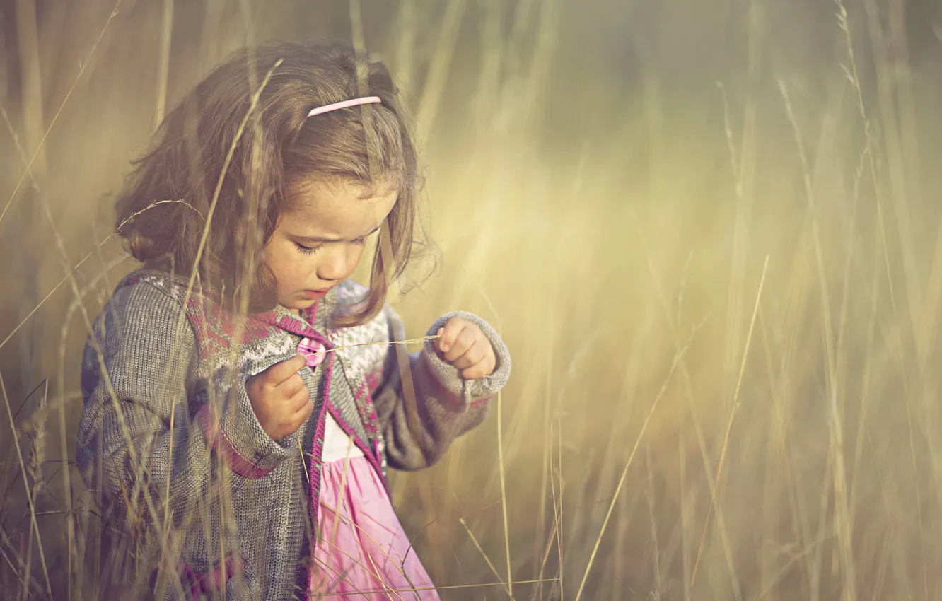 Фото обои поле, лето, девочка