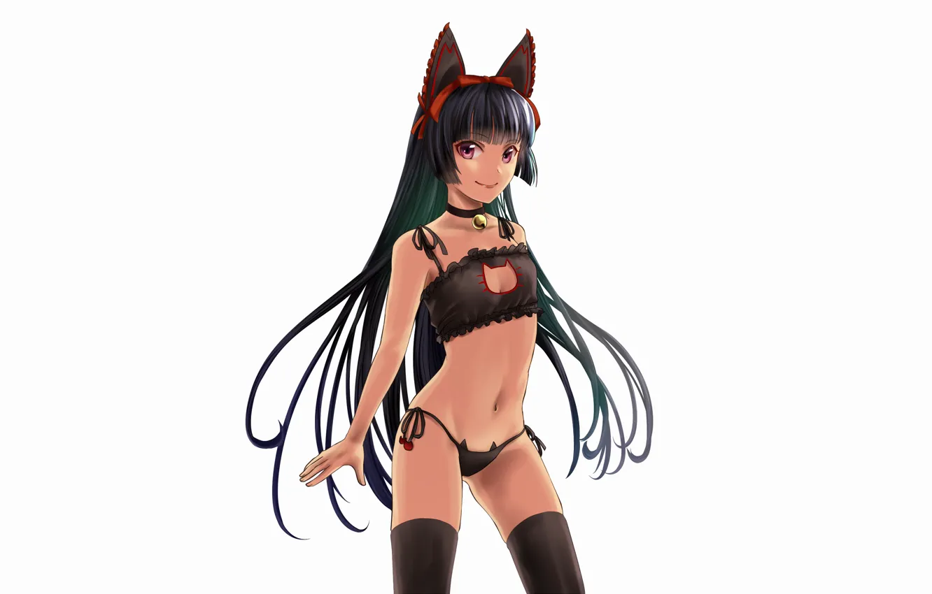 Фото обои girl, sexy, lingerie, pantsu, bra, cleavage, panties, thighhighs