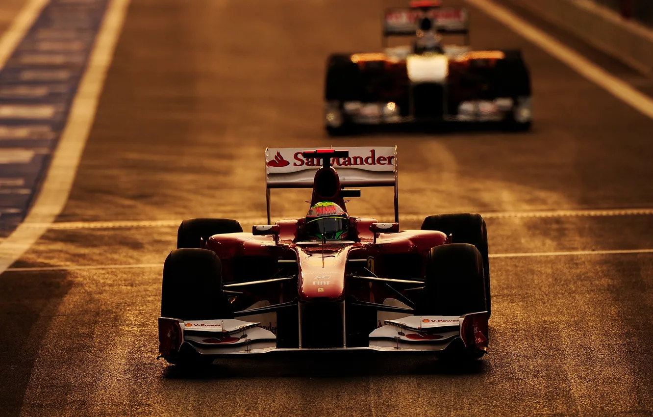 Фото обои Закат, Феррари, Ferrari, Massa