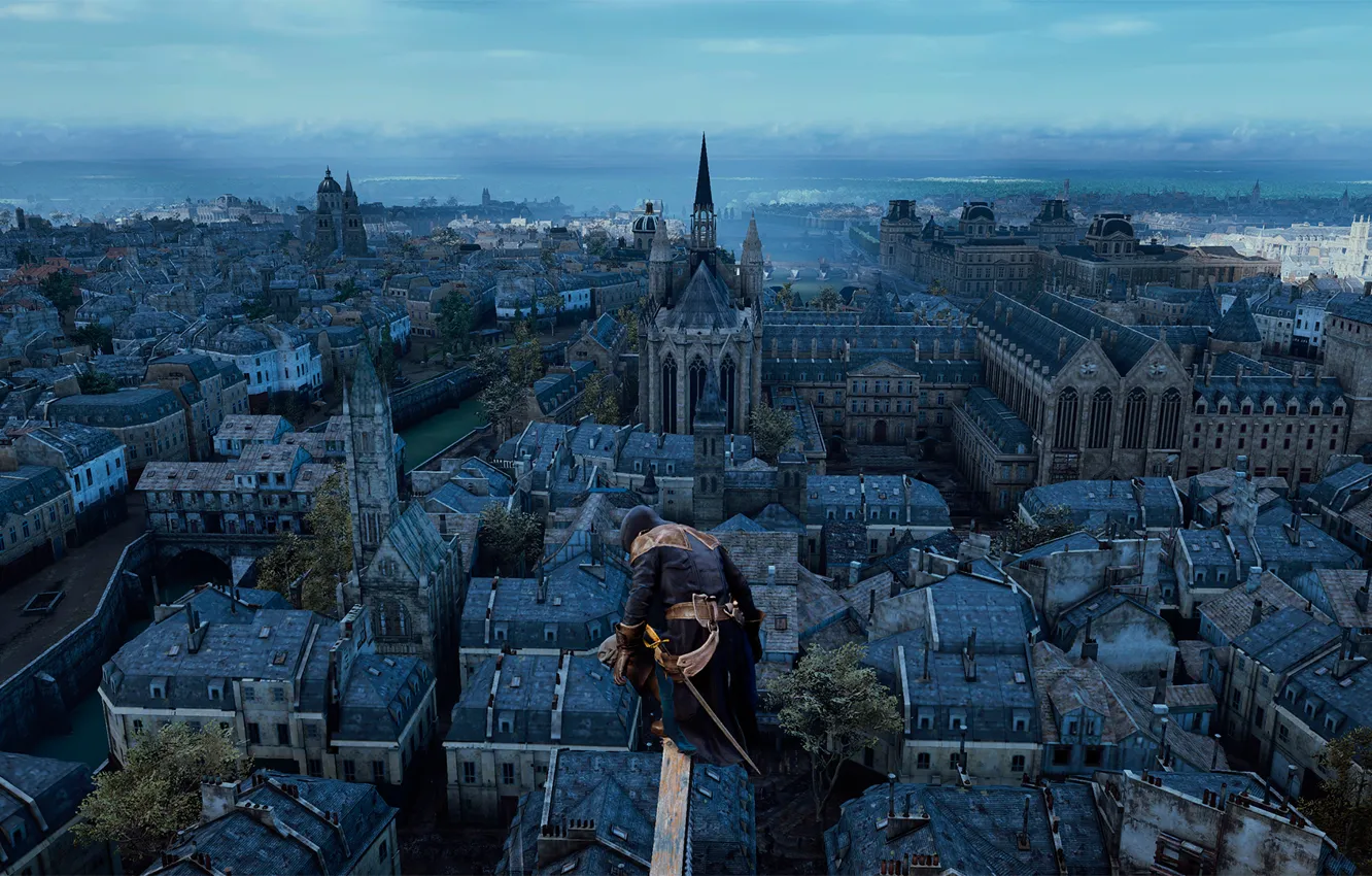 Фото обои город, вид, Assassin's Creed:Unity