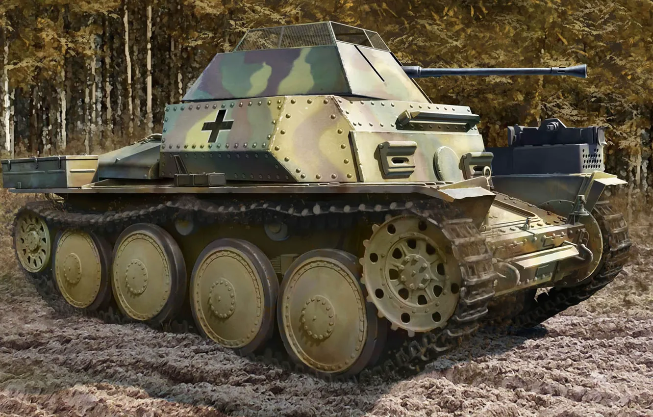 Фото обои Германия, лёгкий танк, 20-мм, 2 cm, Aufklärungspanzer 38(t), KwK 38, Sd.Kfz. 140/1, Разведывательный танк