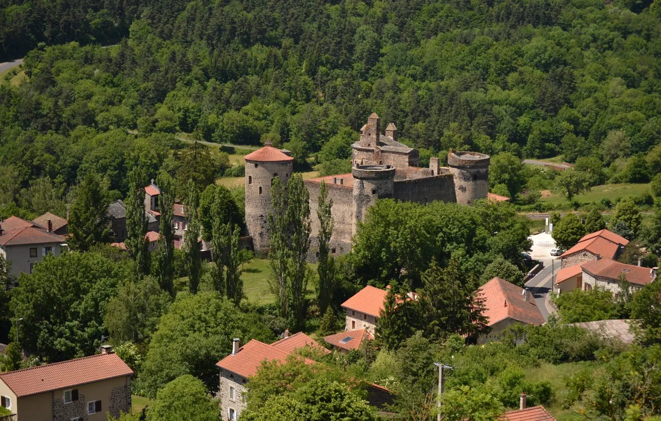 Фото обои Франция, Дома, Панорама, Замок, Крыши, France, Castle, Panorama