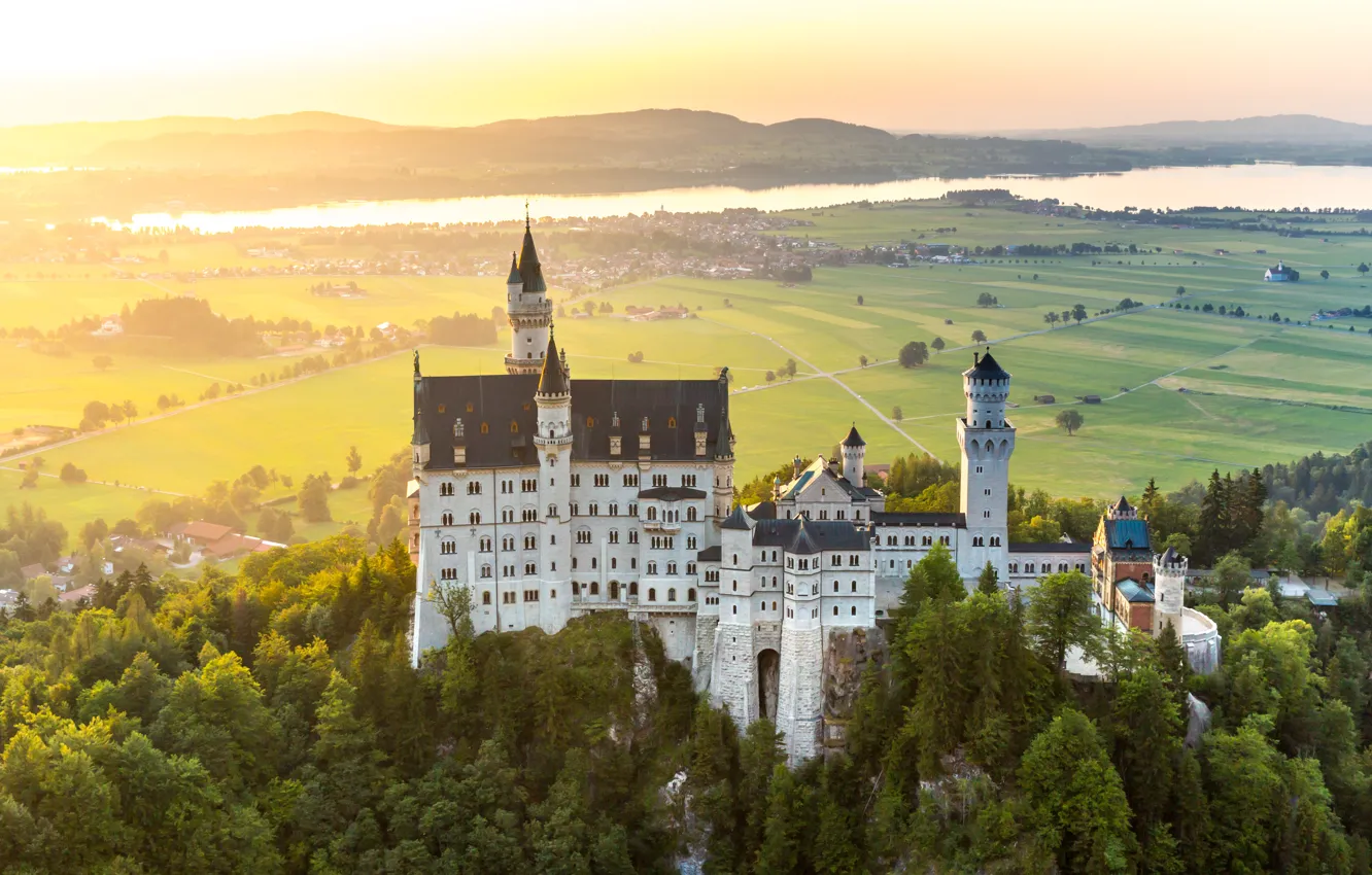 Фото обои горы, замок, Германия, Germany, mountain, Нойшванштайн, Bavaria, Neuschwanstein Castle