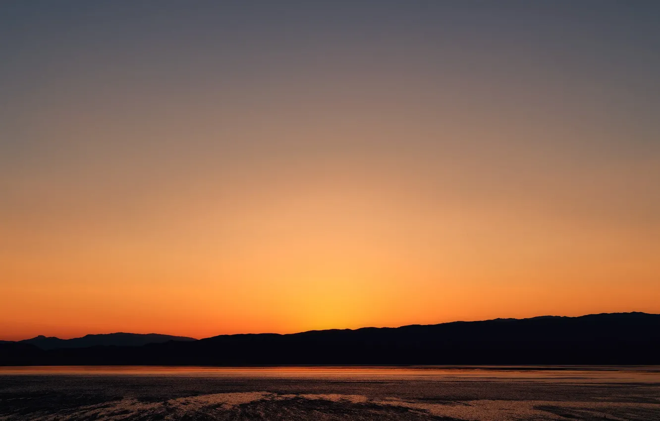 Фото обои twilight, sunset, lake, hill, dusk, silhouette