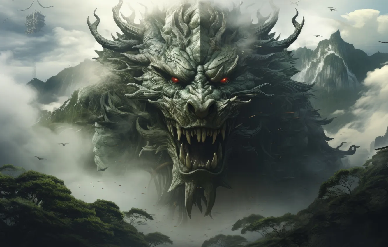 Фото обои fantasy, landscape, style, mountain, scene