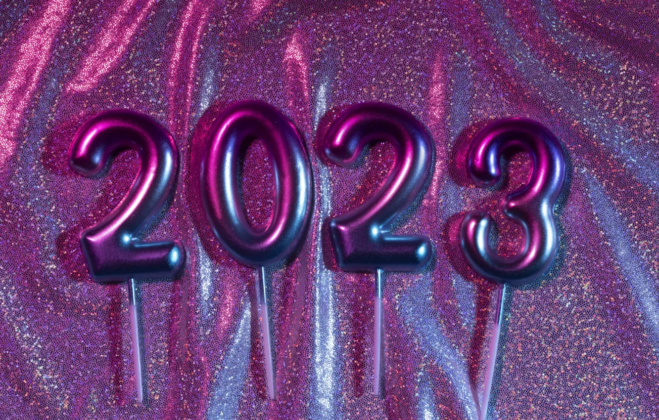 Фото обои сияние, блеск, палочки, цифры, Новый год, ткань, складки, сиреневые