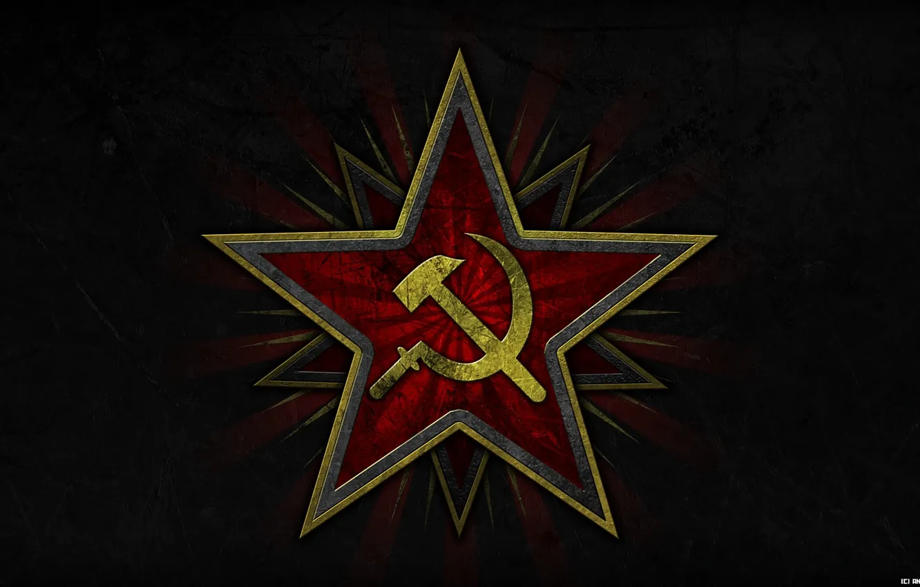 Фото обои star, red star, hammer, sickle, sickle and hammer