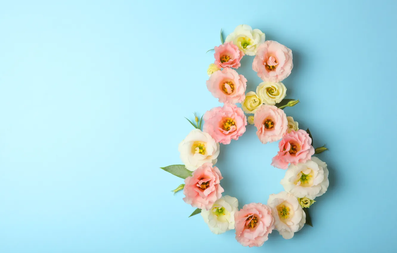 Фото обои цветы, цифра, happy, 8 марта, flowers, spring, number, С праздником