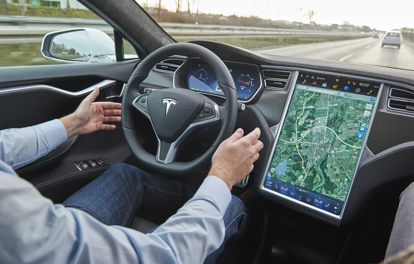 Фото обои Tesla, Model S, autonomous driving, electric vehicle