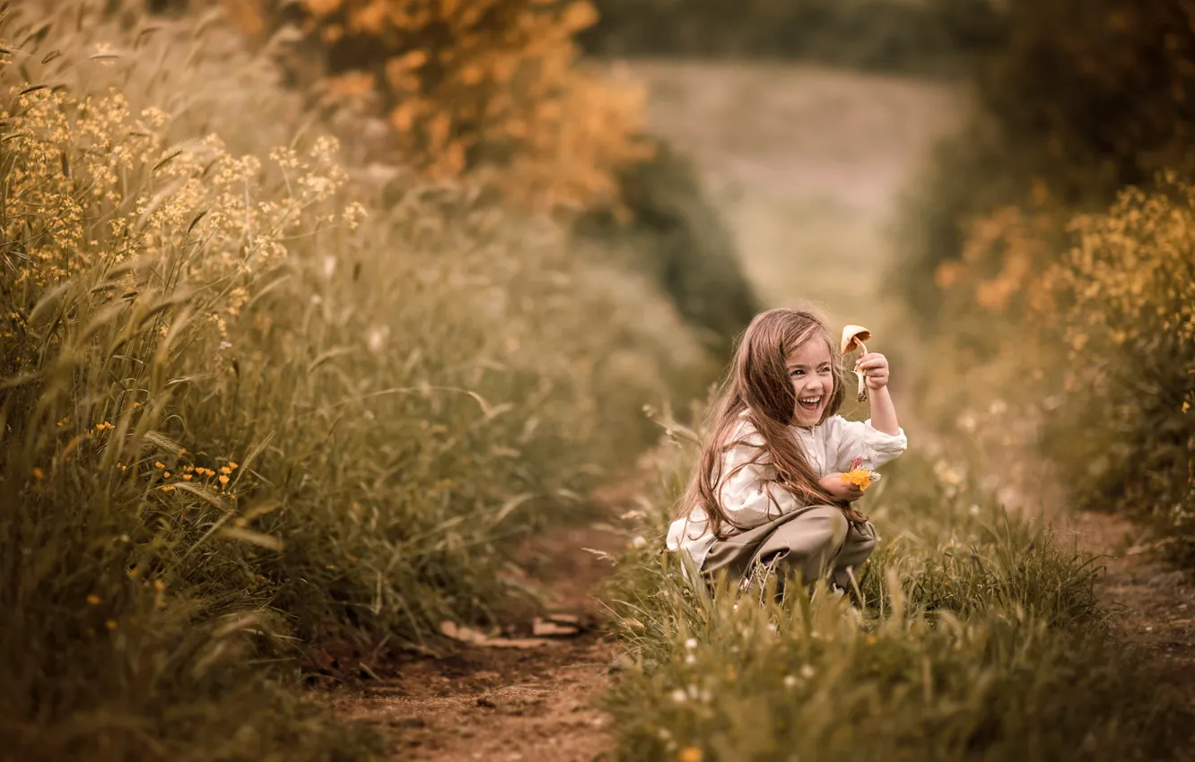 Фото обои лето, трава, радость, природа, детство, лицо, эмоции, настроение