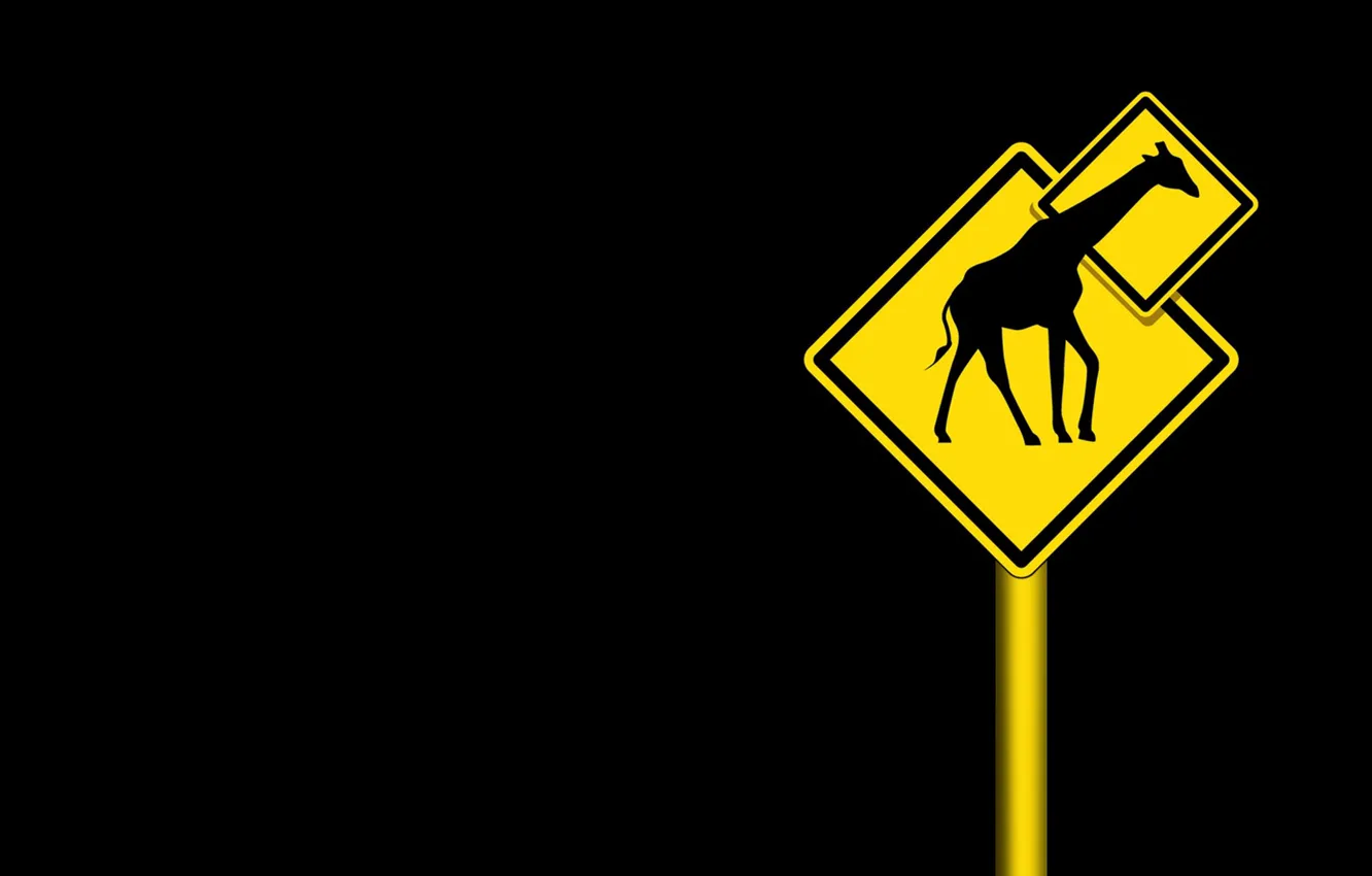 Фото обои фон, знак, Столб, жираф