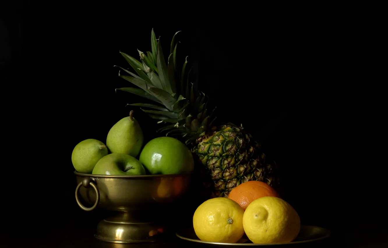 Фото обои лимон, фрукты, ананас, tutti frutti
