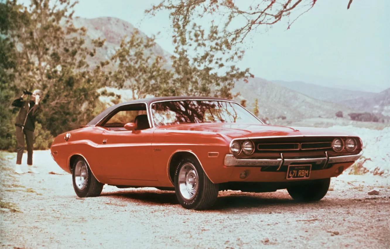 Фото обои машина, 1971, Dodge, Challenger, мускул-кар, передок, красавец
