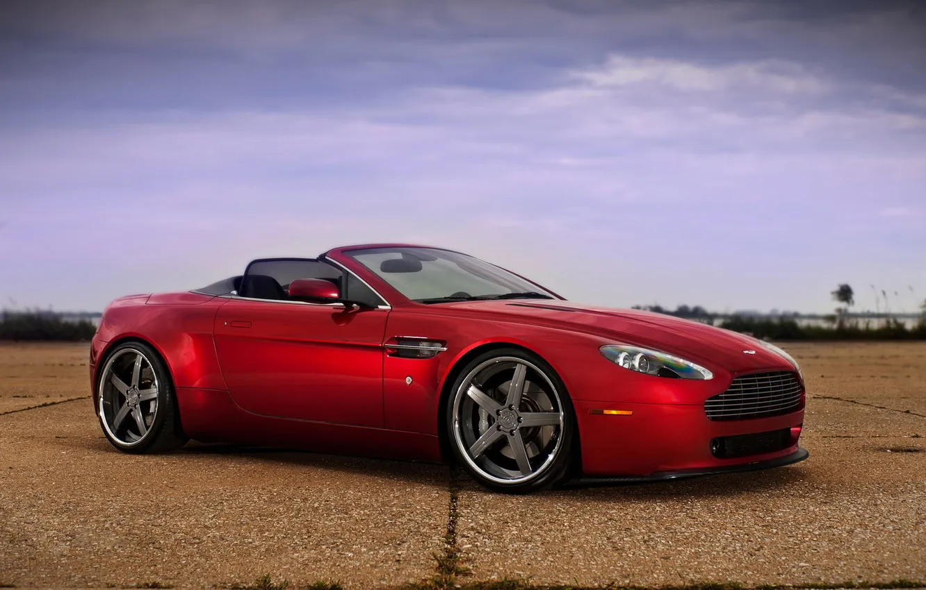 Фото обои красный, Aston Martin, Vantage, астон мартин, cabrio, autowalls