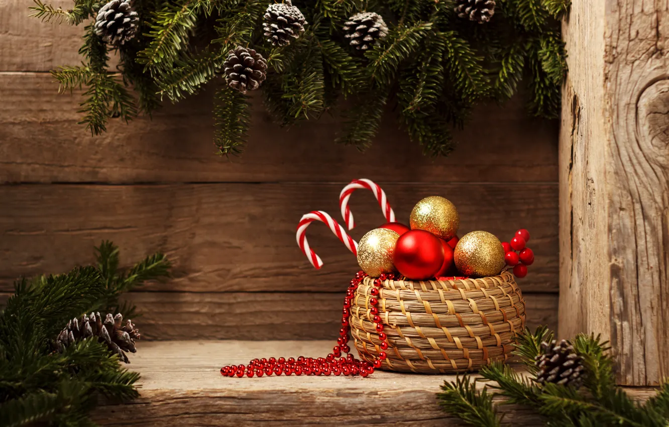 Фото обои украшения, шары, Новый Год, Рождество, Christmas, balls, wood, New Year