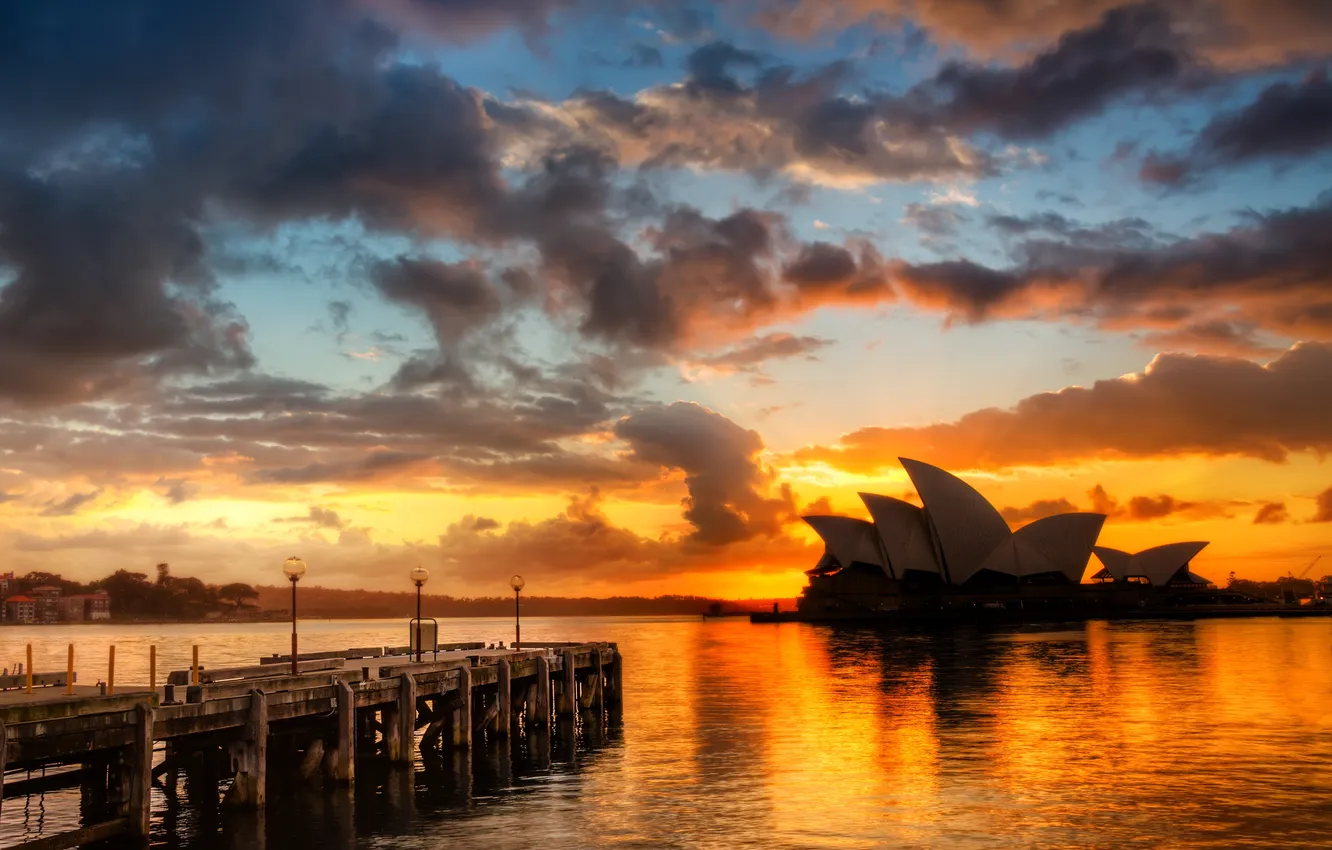 Фото обои закат, Австралия, Сидней, sunset, Australia, Sydney, Opera House, Docks