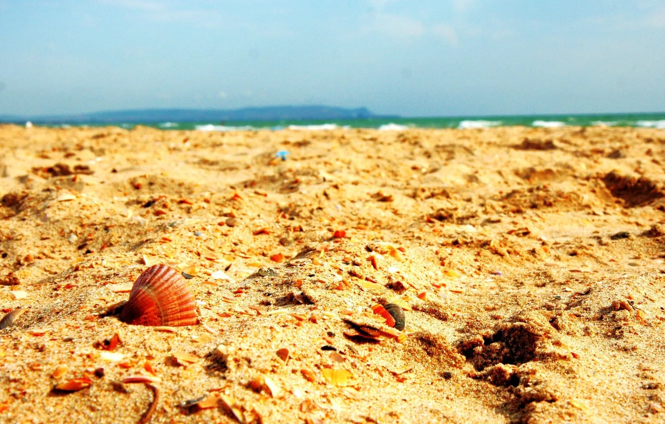 Фото обои песок, море, лето, небо, обломки, тепло, берег, Пляж